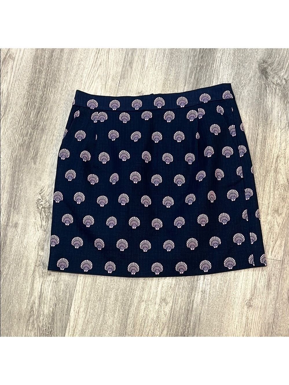 NWT J.Crew Cotton Skirt size 2 scallop shell print pockets